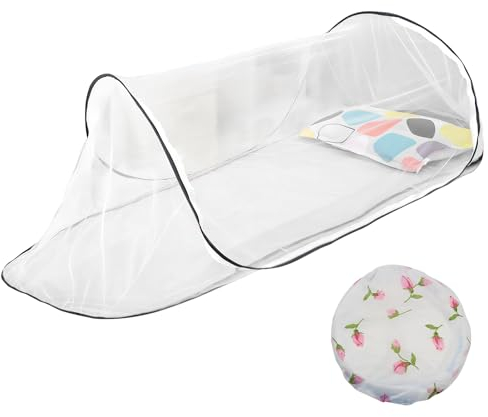 Lergas Tienda de campaña mosquitera, cama individual plegable con cremallera, mosquitera plegable, portátil, para viajes, camping, parques (A, 200 x 80 x 56 cm)