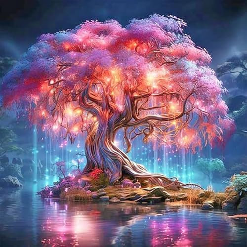 Woplagyreat Diamond Painting Erwachsene Diamant Bilder Dimondpaintin Blumen 5d Landschaft Diamanten Crystal Art Rahmen 30x40 Groß Deko Wohnzimmer Wanddeko Schlafzimmer Pflanzen Aesthetic Alter Baum