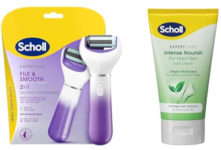 Scholl Electronic Foot File & Intense Nourish Cream, 2 Smooth Moves Care Bundle