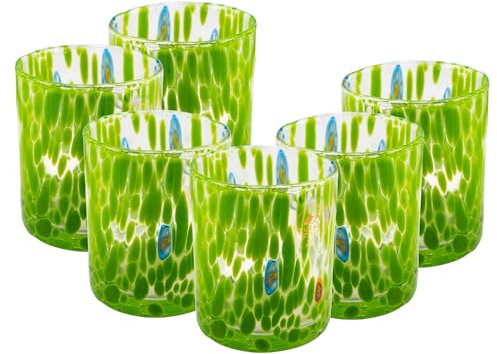 MurArt Bicchieri di Murano Set da 6 bicchieri da 300ml Collezione Tower in vetro soffiato a mano in lavorazione artigianale Made in Italy