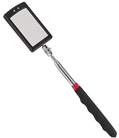 Teleskop-Inspektionsspiegel Fahrzeug-Unterseiten-LED-Teleskop-Inspektionsspiegel mit Rutschfester Innenwand Doppelkugelgelenk 360 Grad drehbares Auto-Erkennungswerkzeug Inspektionsspiegel