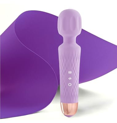 JOYANY Massagestab – 3 Std. Akkulaufzeit & Leiser, Kraftvoller Motor – Wasserdicht & Memory-Funktion – 20 Vibrationsmodi, 8 Geschwindigkeiten – Silikon-Vibratorensets zur Muskelentspannung (Lila)
