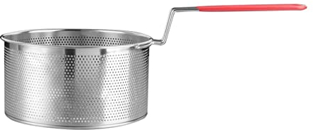 GENHAOSAN Pasta Strainer Metal Potato Frying Basket Fine Mesh Strainer Round Skimmer Kitchen Long Handle Strainer Fryer Basket(C)
