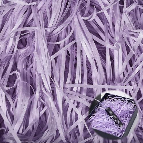 Hengrongshen Füllmaterial Geschenk, 300g Füllmaterial für Pakete Hochwertiges, Geschreddertes Papier Geschenkbox-Dekoration für Weihnachten, Hochzeit, Jahrestag, Valentinstagsparty(Lila)