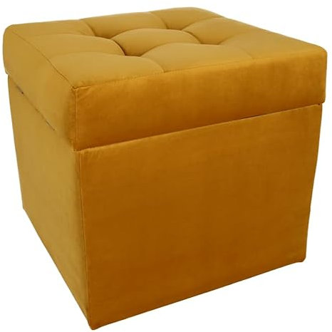 MG Design Polsterhocker 45 x 45 cm Orange mit großem Stauraum (ca. 50 L), bis 300 kg belastbar, weich mit dezentem Schimmer, pflegeleicht – Wohnbereich, Schlafraum & Flur