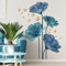 Runtoo Große blaue Blumen-Wandaufkleber, Schmetterling, Blumen-Wandaufkleber, Hintergrund für Wohnzimmer, Schlafzimmer, Badezimmer, Wanddekoration