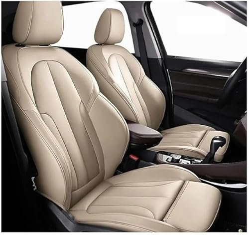 VIPOER SitzbezüGesets FüR BMW 3er F34 Gran Turismo GT 2013-2020, Auto-SchonbezüGe Wasserdicht Sitzschoner Schonbezug Leder Anti-Rutsch Sitzheizung,Beige