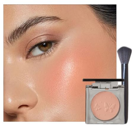 Nude Blushers for Cheeks, Rose Peach Blush Palette, Korean Make up Powder with Brush, Natural Look Blendable Long Lasting Blush, Smooth Matte Blushes Face Makeup for Women