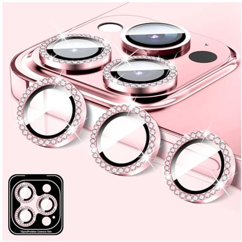 LucBuy Protecteur D'objectif D'appareil Photo Compatible avec iPhone 12 Pro Max, Protecteur D'objectif D'appareil Photo en Verre Trempé Diamant, Anneaux Métalliques Individuels