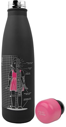 Cinereplicas Squid Game - Gourde Isotherme Schéma de Young-Hee - Noir - 500ml - Acier Inoxidable - Licence Officielle