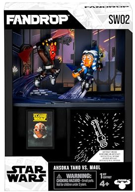 FANDROP SW02-Star Wars: The Clone Wars™ - Ahsoka Tano VS. Maul Combines An Epic Diorama, Artifacts & Scene Marker Creating A Display To Enhance Any Star Wars Collection, 4 To Collect