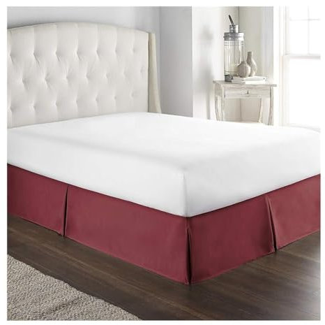 FOVAOK Cache-sommier plissé doux et confortable avec tissu infroissable et résistant à la décoloration – Literie de 38,1 cm de haut (sans plateforme) (bordeaux, 140 x 200 x 35 cm)