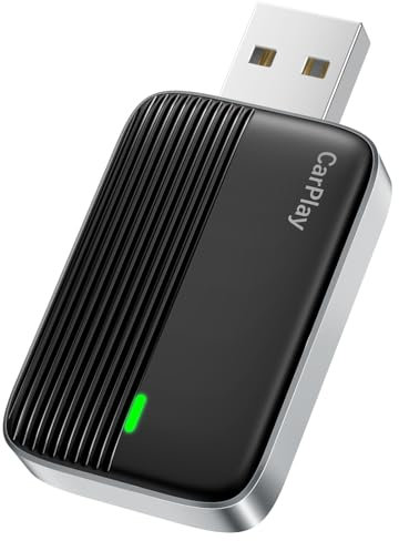 MoKo Adaptador Inalámbrico CarPlay para Apple iPhone (2025 actualizado), Mini Adaptador Inalámbrico Car Play para iOS 10+ y Coches con Apple CarPlay, Respuesta Rápida Control Estable Sin Retardo