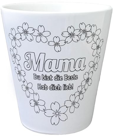 speecheese Blumentopf Blüten Herz für Mama zum Ausmalen | Individuell gestaltbarer Kräutertopf, Valentinsgeschenk, kreativ und einzigartig