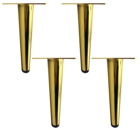Möbelfüsse Konisch Gold, 4 Stück Möbelbeine Stütz Möbelfüße Gold Eisen | Tischfüße Sprühfarbe Sofasfüße Höhe: 10-72cm Schrankfüße Couchtischbeine Sofas Beine Tischbeine 12cm/4.7