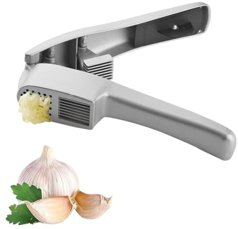 Prensa de ajos de cocina 2 en 1, Picador de Ajo Fácil de Usar y Limpiar, Aplasta Ajo & Jengibre sin Pelar & sin Esfuerzo, A Prueba de Fugas, fácil de exprimir, Prensador de Ajos Resistente y Duradero