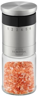 SILBERTHAL Pfeffer - & Salzmühle - Mit außenliegendem Einstellring - 6 | Stufen-Mahlwerk, langlebigem Keramikmahlwerk, Aromadeckel und spülmaschinenfestem Glas