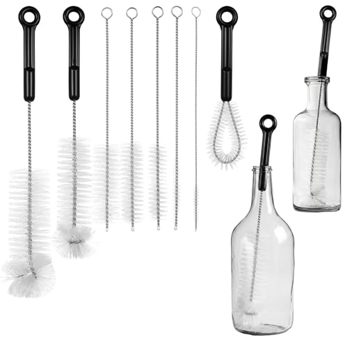 8 Pcs Water Bottle Brushes for Cleanings,Long Handle Water Bottle Cleaning Brushes for Small Spaces,Pipe Cleaners Straw Cleaner Brush Set for Baby Bottles Drinking Glasses Narrow Neck Bottles Flasks