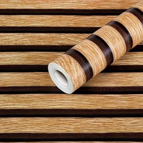 Selbstklebende Holzlatten-Wandverkleidung aus PVC mit abziehbarer Rückseite, entfernbar für Zuhause und Büro Dekoration (10)