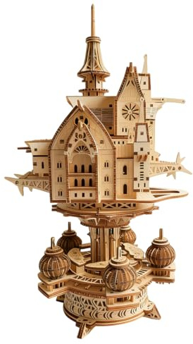 3D Puzzle Holz Erwachsene, 3D Holzpuzzle Schloss, Sky Sanctuary Castle DIY Montage Modell Bausatz, Kreative Schreibtisch Dekoration sammelbar Puzzle Geschenk (465 Stück)