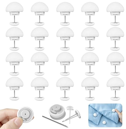Quelcc 20 Stück Bettdeckenhalter, Weiss Runder Bettdeckenhalter Gegen Verrutschen, 30 mm Bettdecken Clips mit Knopf Bettdecke in Bezug Fixieren, für Bettlaken Steppbett