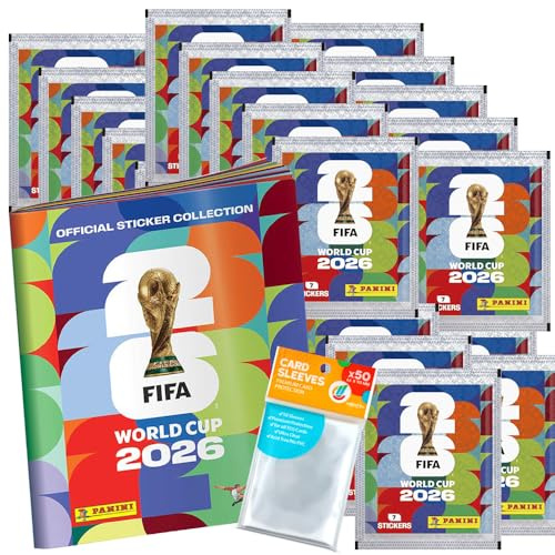 Bundle mit World Cup 2026 Sticker - 1 Sammelalbum + 25 Tüten + Exklusive Collect-it Hüllen (Eigenmarke Bundle)