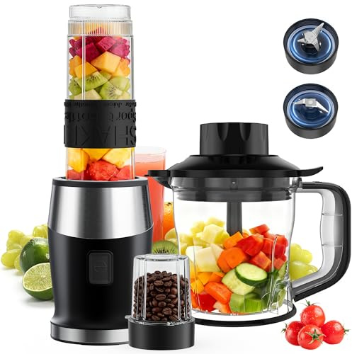 Blender Smoothie Maker, 700W Smoothie Blender, Portable Food Chopper and Grinder, 570ml BPA Free Bottle, 300ml Grinder Cup, 1200ml Jug, Processor Blenders for Kitchen (TB18SM)