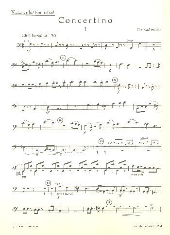 Concertino: 2 Alt-Blockflöten (Flöten), 2 Violinen und Violoncello (Kontrabass). Violoncello/Kontrabass.