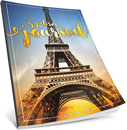 Dékokind® 3 Jahres Journal: Ca. A4-Format, 190+ Seiten, Vintage Softcover • Dicker Jahreskalender, Tagebuch für Erwachsene, Kalenderbuch • ArtNr. 08 Paris • Ideal als Geschenk