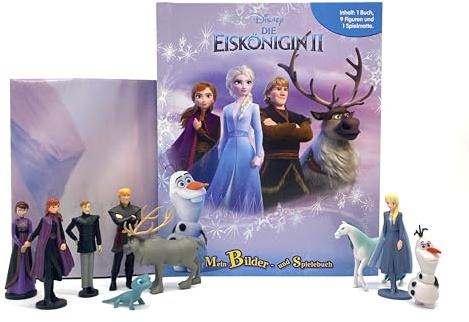 Disney Die Eiskönigin II Mein Bilder- und Spielebuch - Spiel- und Beschäftigungsbuch, 10-seitiges Buch, 9 Spielfiguren, 1 Spielmatte