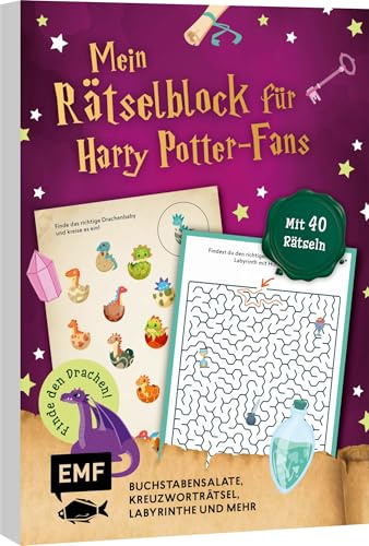 Mein magischer Rätselblock für Harry Potter-Fans – Finde den Drachen!: Mit 40 Rätseln: Buchstabensalate, Kreuzworträtsel, Labyrinthe und mehr