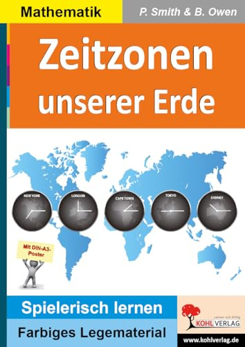 Zeitzonen unserer Erde Legematerial Legestern Montessori Farbdruck Mathematik Grundschule Sekundarstufe Klasse 3 4 5 6 7 | Gradnetz UTC Datumsgrenze ... (Montessori-Reihe: Lern- und Legematerial)