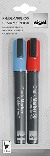 SIGEL GL183 Kreidemarker blau und rot, 2 Stück, Keilspitze 1-5 mm, abwischbar