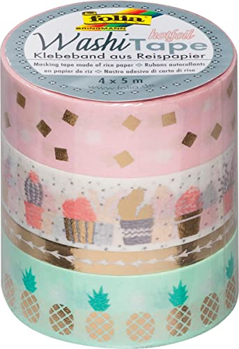 folia 26418 Deko-Klebeband Washi-Tape Hotfoil Gold, 4er Set
