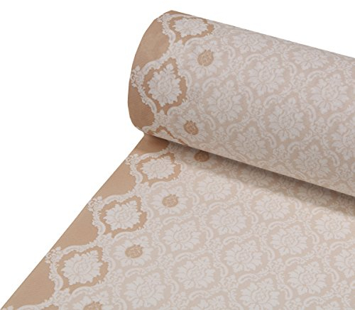 Sovie HORECA Airlaid Tischläufer Mandy in Hellbraun – 40 cm x 24 m, 1 Stück – perforiert alle 120 cm – Ornament-Blütendesign – stilvolle Tischdeko für Gastronomie & Events