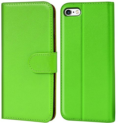 Verco iPhone 5 / 5s / SE Hülle, Handyhülle für Apple iPhone SE 1. Gen. Tasche PU Leder Flip Case Brieftasche - Grün