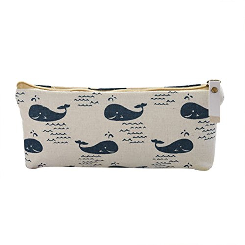 Joyfeel buy Reißverschluss Mäppchen Teenager Schule Stift Tasche Streifen Karikatur Tier Wal Leinwand Federmäppchen für Büro/Schule, 1 Stück