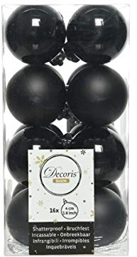 Weihnachtskugeln Mini Kunststoff 4cm x 16 Stück Christbaumkugeln bruchsicher schwarz