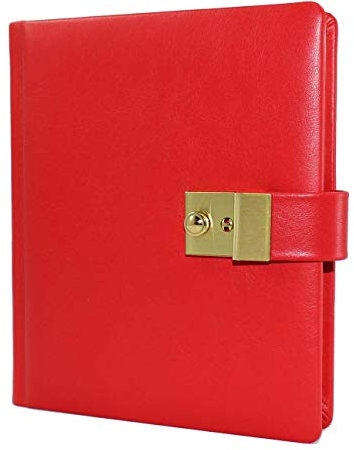 Buchbinderei Vera Donna Tagebuch mit Schloss aus glattem rotem Leder mit Goldseiten