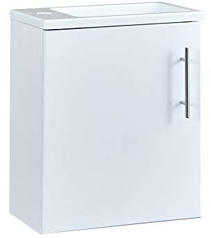 Milano Lurus 400mm Wall Hung Bathroom Vanity Unit Slimline Basin - White
