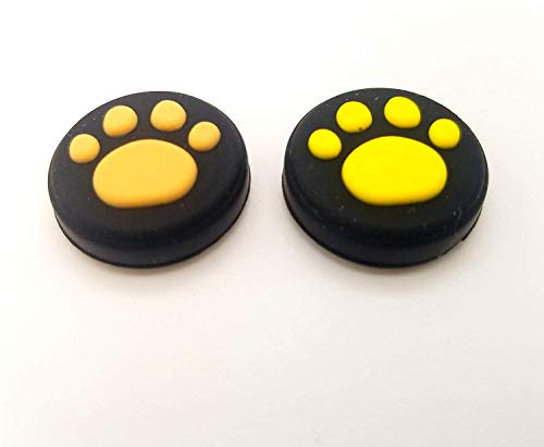 Tappo analogico in silicone per levetta del pollice, ricambio per joystick Nintendo Switch NX NS JoyCon (zampa marrone+zampa gialla)