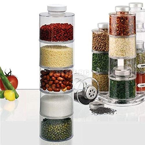 Mr. Gadget Solution® 12 Spice Jar Bottles Tower Container Storage Carousel Clear Acrylic Rack