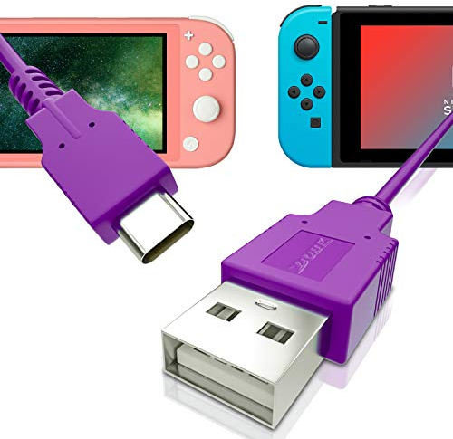 HEATFUN Switch Charger Cable, USB Charger Cable for Switch, Switch OLED, Switch lite - Purple