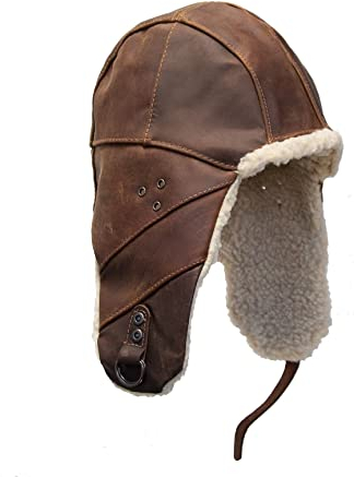 KAKADU Fliegermütze aus Leder mit Teddyfell- super Warm im Winter