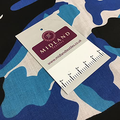 MS1352 Mtex Polycotton-Stoff, Tarnmuster, 110 cm breit, Größe L, Blau