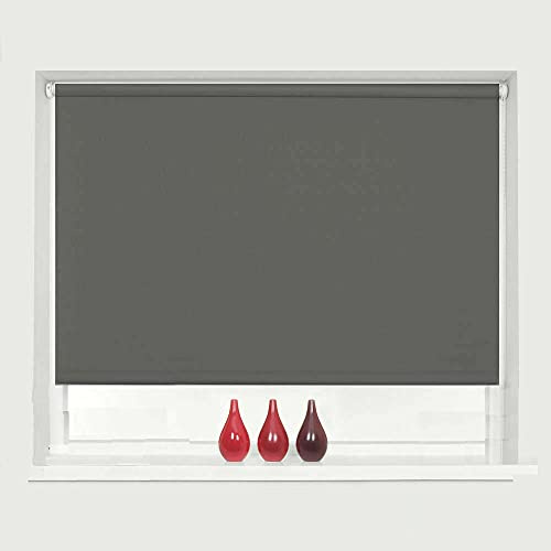100% Blackout Waterproof Fabric Window Roller Shades Blind, Thermal Insulated,UV Protection,for Bedrooms,Living Room,Bathroom,The Office, Easy to Install (Grey, 60 x 160 cm (23.6x63))