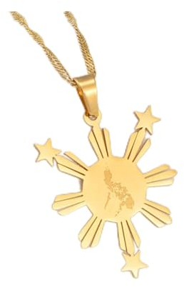 Karte Von Philippinen Anhänger Halsketten - Charm African Ethnic Maps Flag Thin Chain Halsketten, Patriotic Map Hip Hop Schmuck Für Frauen Männer Schlüsselbeinkette Party Geschenk,Gelb,45Cm Kette