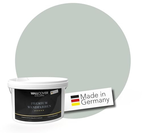 WALLCOVER PREMIUM Wandfarbe Grün 5L für 40m² | Beruhigendes Aloegrün | Innenfarbe Edelmatt | Höchste Deckkraft Klasse 1 | Qualität aus Deutschland