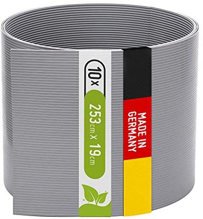TerraUno - Polypropylen Sichtschutzstreifen für Doppelstabmatten - 10 Stück für Gartenzaun I 253cmx19cm I Grau (RAL7040) I Made in Germany I Sichtschutz aus Polypropylen für Deinen Gartenzaun
