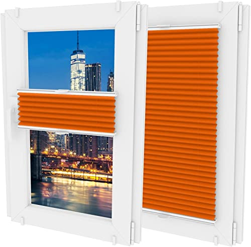 MW GROUP Plissee Ohne Bohren -Nicht-invasive Griffe - Schnelle und Einfache Installation Plissee - Rollos für Fenster Ohne Bohren - Rollos Für Fenster jeder Form(B 70cm x H 200cm,Orange)